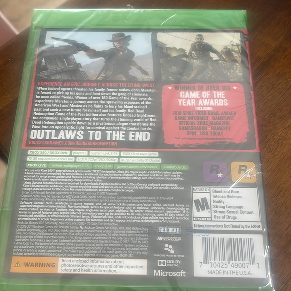 XBOX Video Games & Consoles New Xbox 36 Xbox One Red Dead